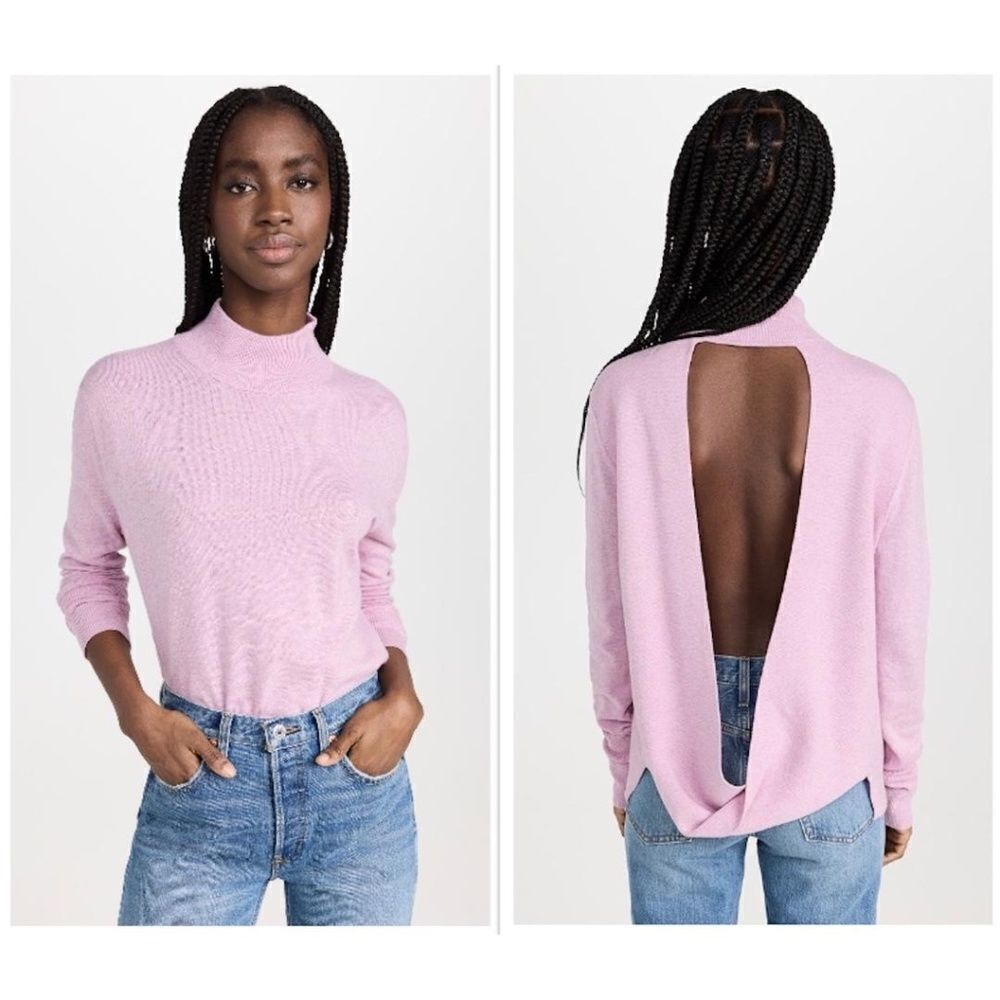 Atoir Lilac Open-Back Mock Neck Sweater